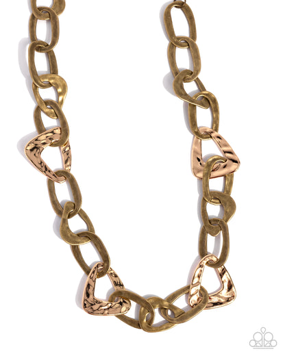 Triangle Triumph - brass - Paparazzi necklace