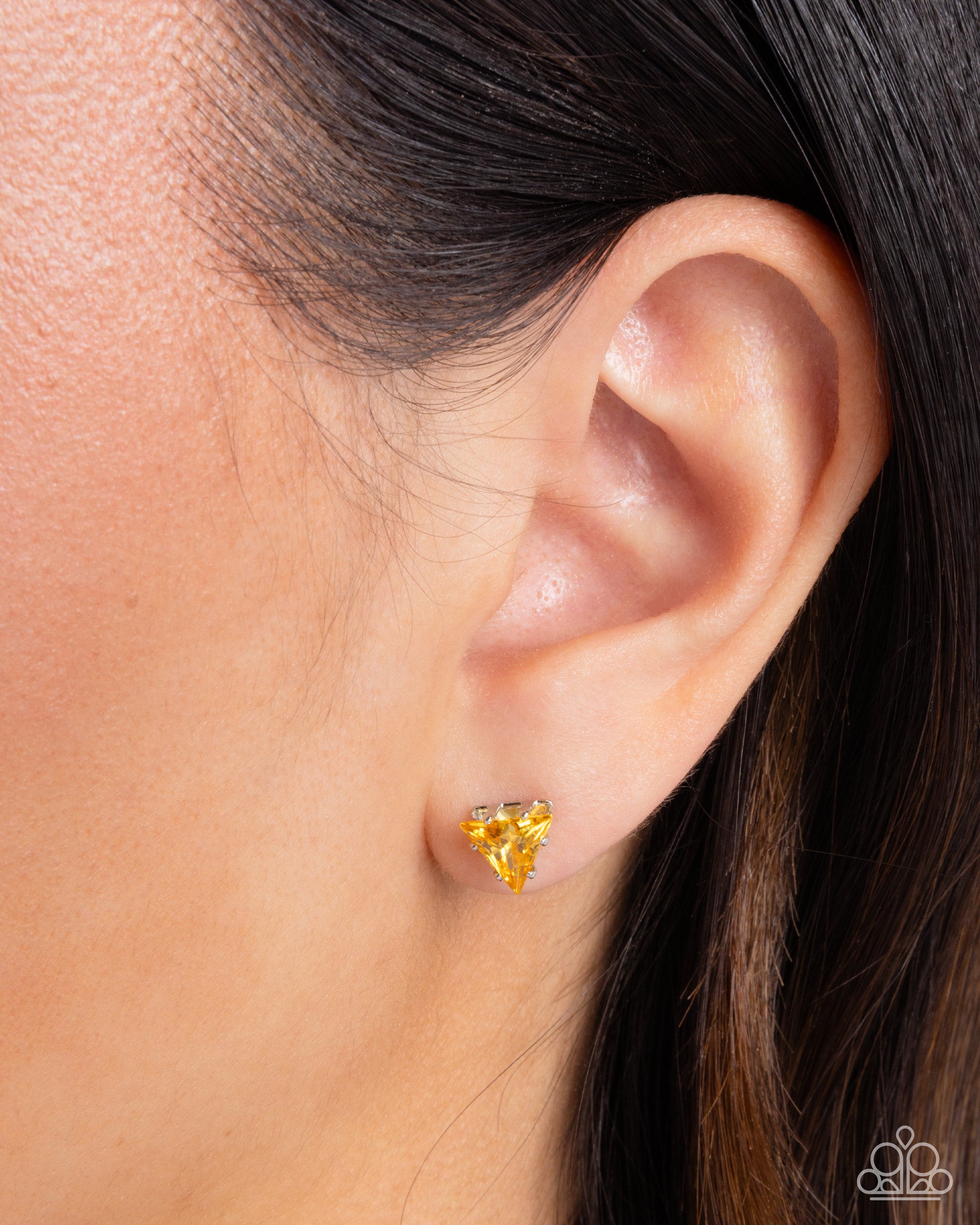 Triangular Twinkle - yellow - Paparazzi earrings