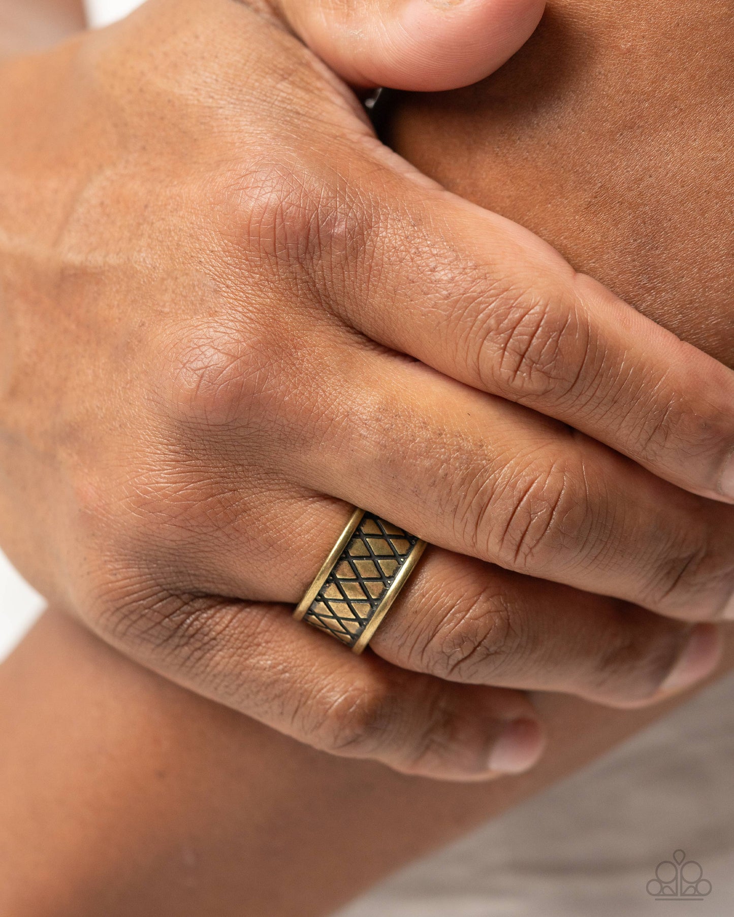 Triple Crossed - brass - Paparazzi MENS ring