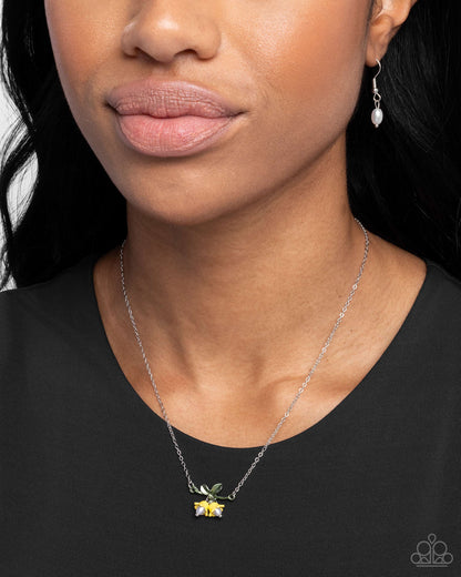 Tulip Drops - yellow - Paparazzi necklace