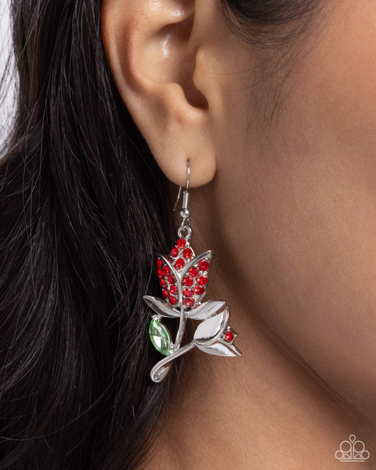 Tulip Tradition - red - Paparazzi earrings
