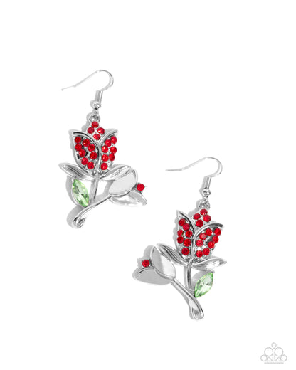 Tulip Tradition - red - Paparazzi earrings