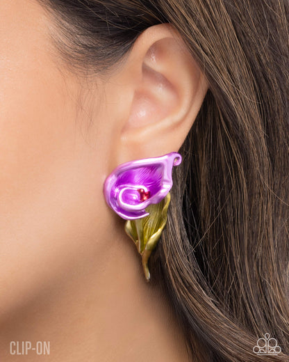 Tulip Tribute - purple - Paparazzi CLIP ON earrings