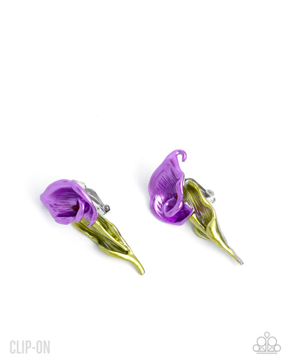 Tulip Tribute - purple - Paparazzi CLIP ON earrings
