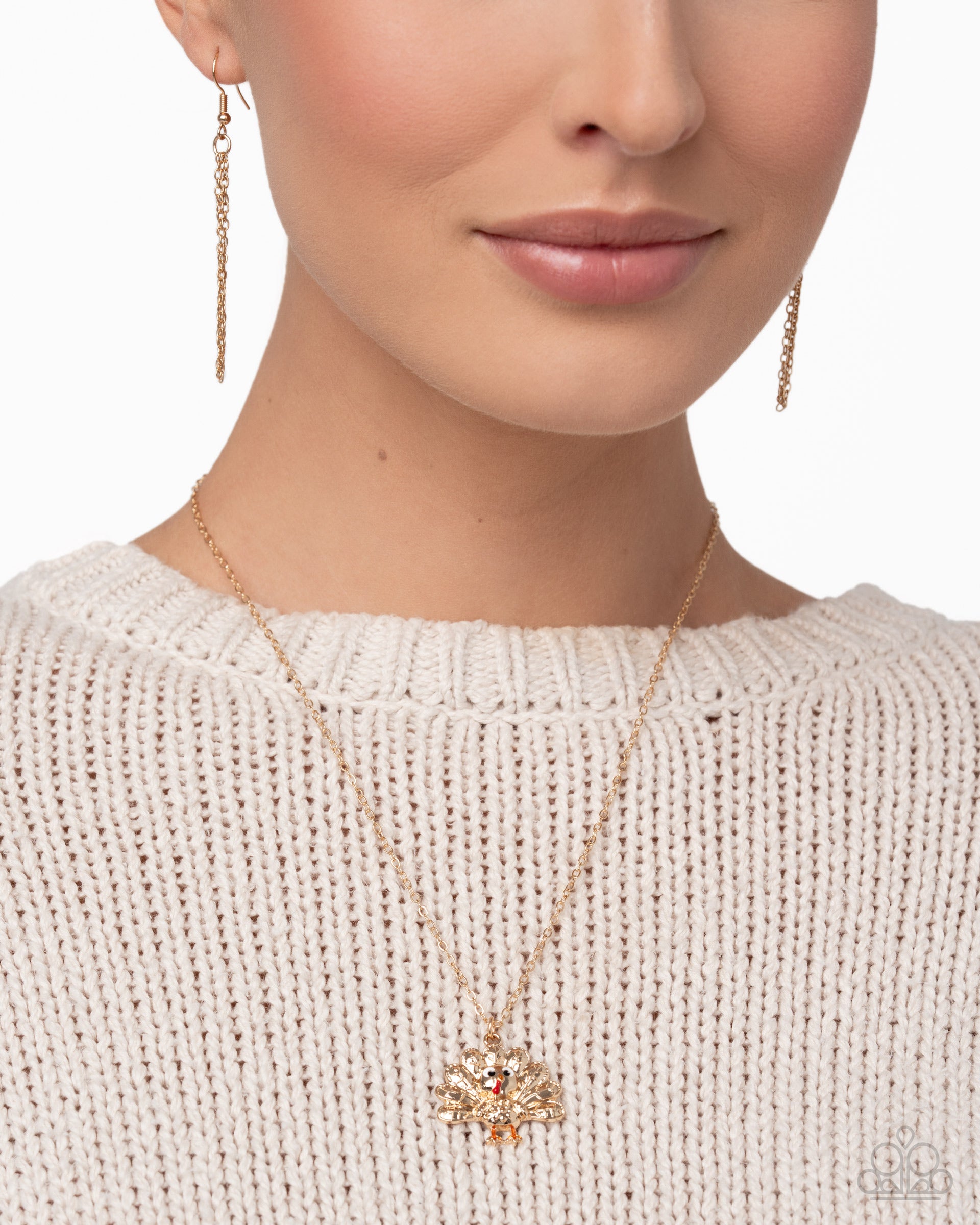 Turkey Theme - gold - Paparazzi necklace