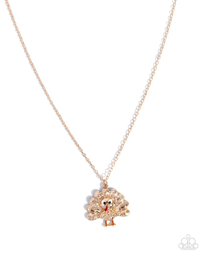 Turkey Theme - gold - Paparazzi necklace