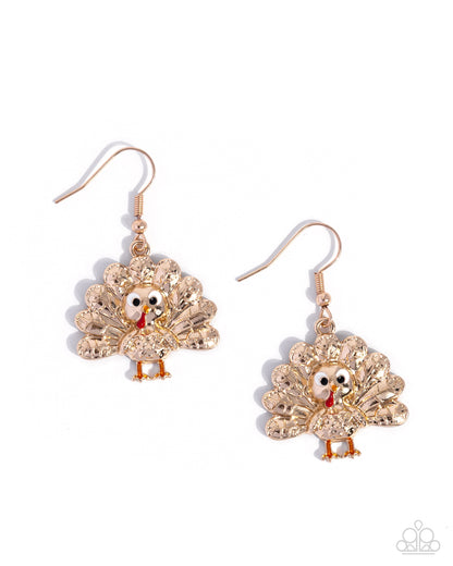Turkey Triumph - gold - Paparazzi earrings