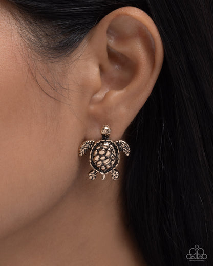 Turtle Taste - gold - Paparazzi earrings
