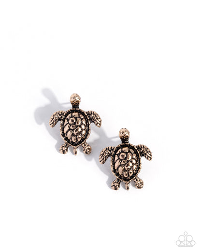 Turtle Taste - gold - Paparazzi earrings