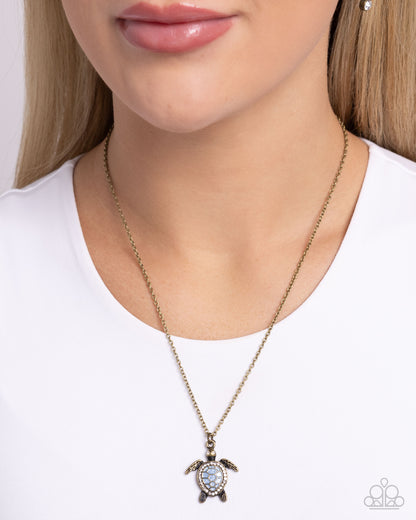 Turtle Tourist - brass - Paparazzi necklace