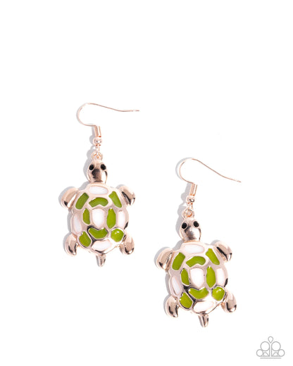 Turtle Tradition - rose gold - Paparazzi earrings