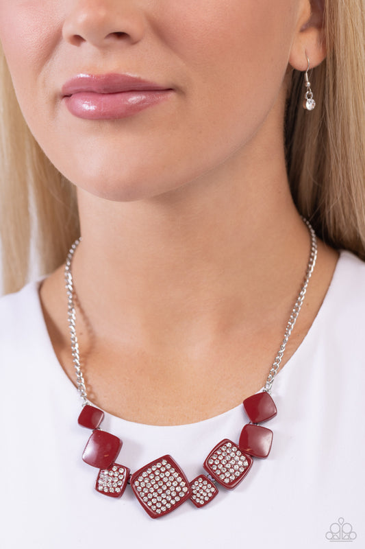 Twinkling Tables - red - Paparazzi necklace