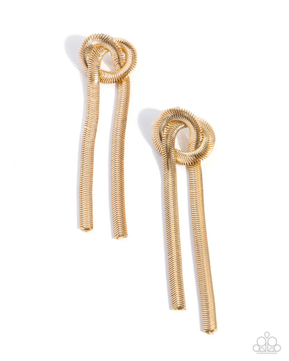 Twisted Tale - gold - Paparazzi earrings