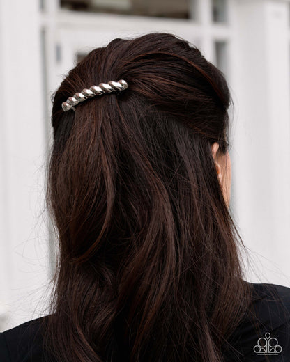 Twisted Trade - silver - Paparazzi hair clip