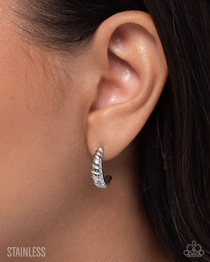 Twisted Transit - silver - Paparazzi earrings