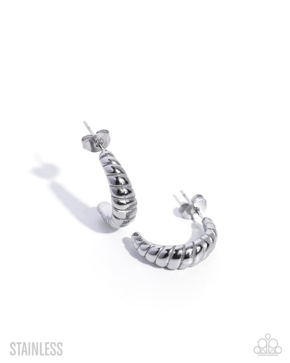 Twisted Transit - silver - Paparazzi earrings