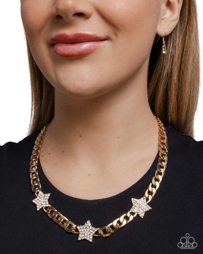 Uncle Sam Stars - gold - Paparazzi necklace