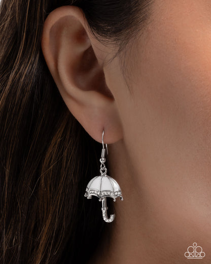 Unrivaled Umbrella - white - Paparazzi earrings
