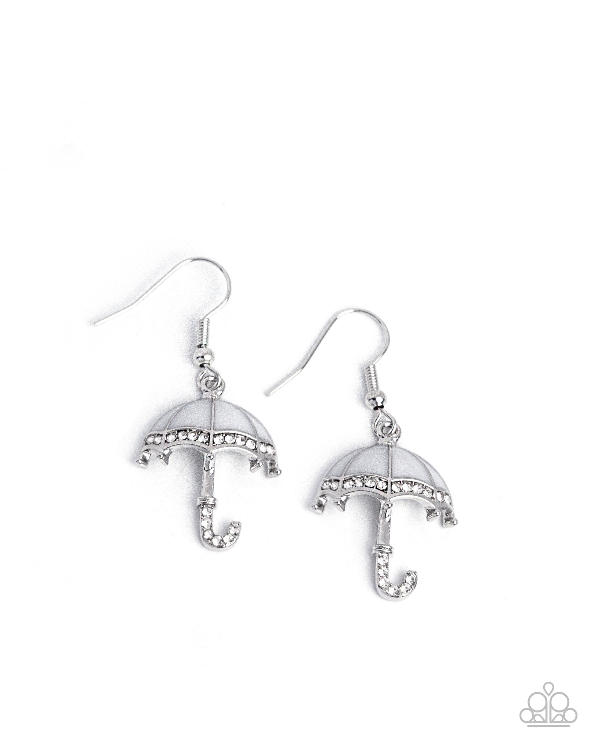 Unrivaled Umbrella - white - Paparazzi earrings