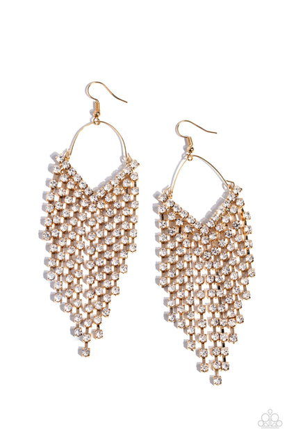 V Fallin - gold - Paparazzi earrings