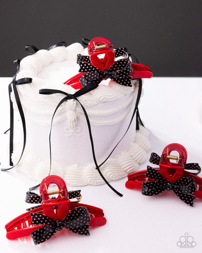Vaudeville Value - red - Paparazzi hair clip