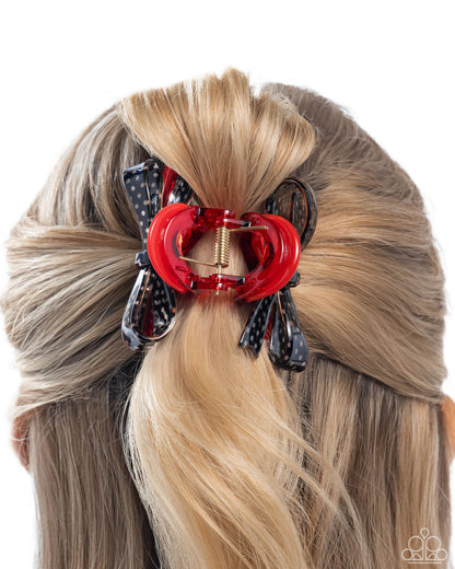 Vaudeville Value - red - Paparazzi hair clip