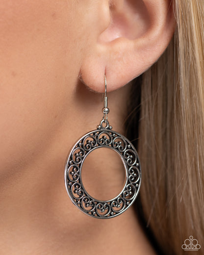 Vineyard Valentine - silver - Paparazzi earrings