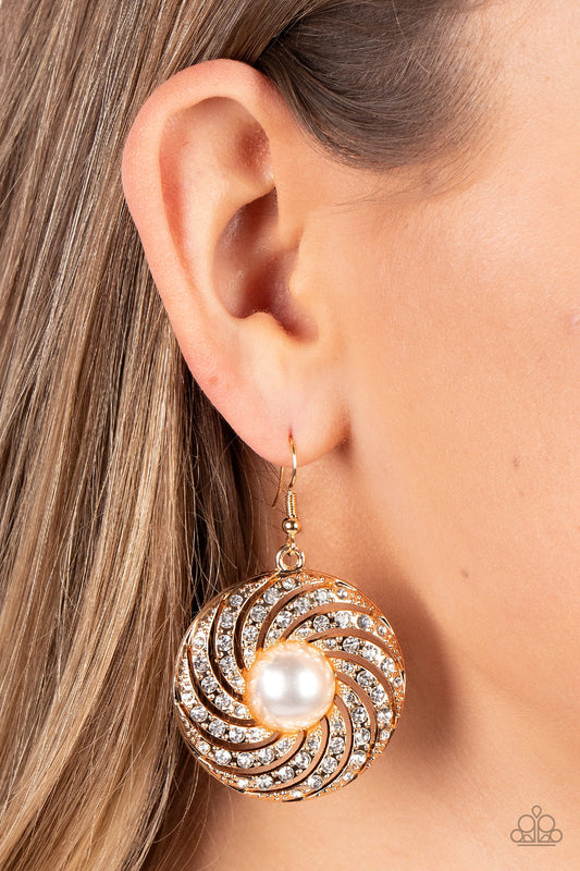 Vintage Vortex - gold - Paparazzi earrings