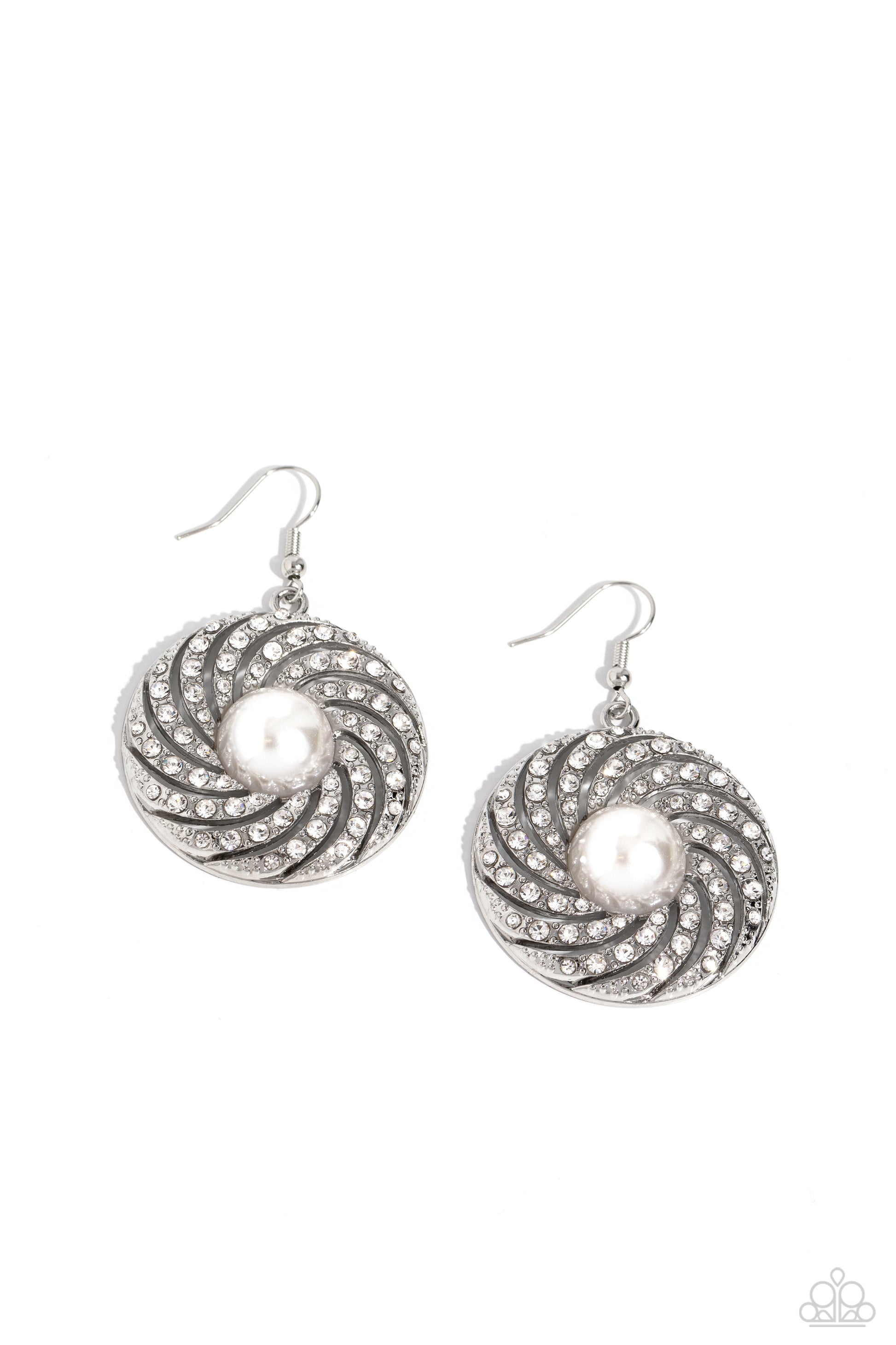 Vintage Vortex - white - Paparazzi earrings
