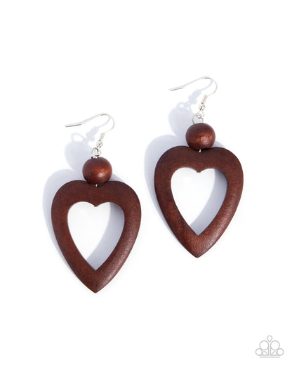 WOOD You Be My Valentine? - brown - Paparazzi earrings