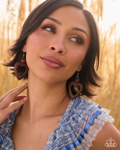 WOOD You Be My Valentine? - brown - Paparazzi earrings