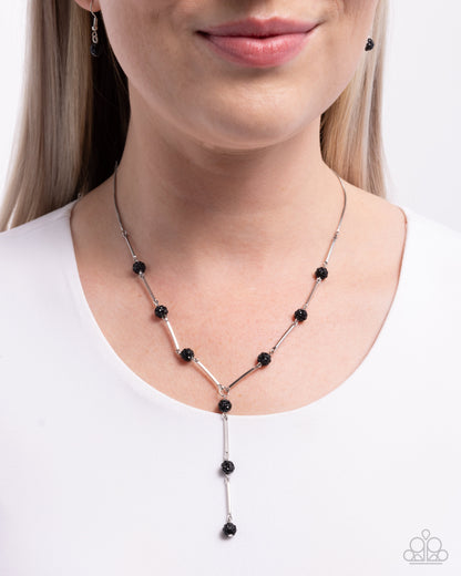Waltzing Welcome - black - Paparazzi necklace
