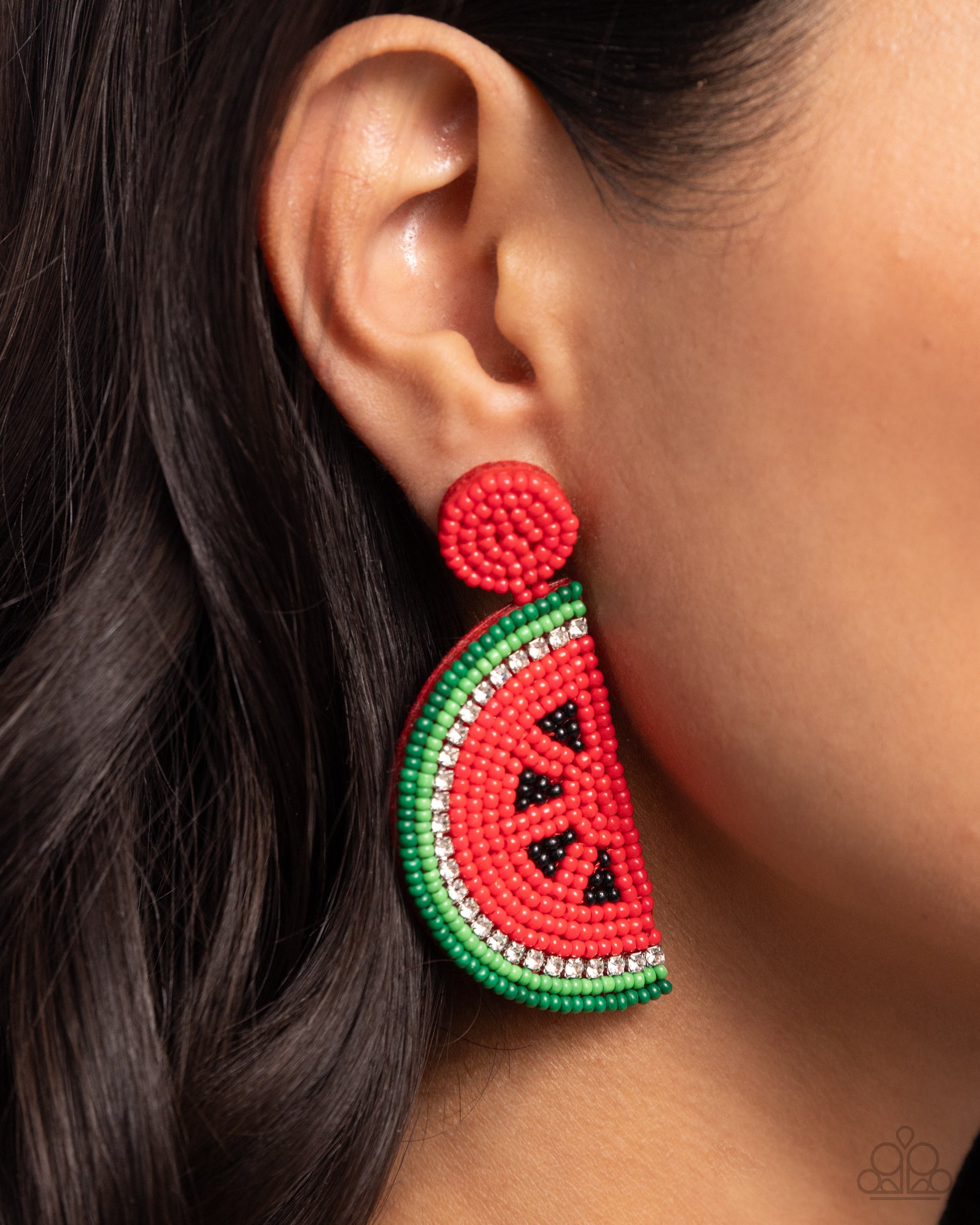 Watermelon Welcome - red - Paparazzi earrings – JewelryBlingThing