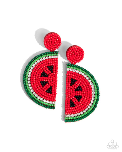 Watermelon Welcome - red - Paparazzi earrings