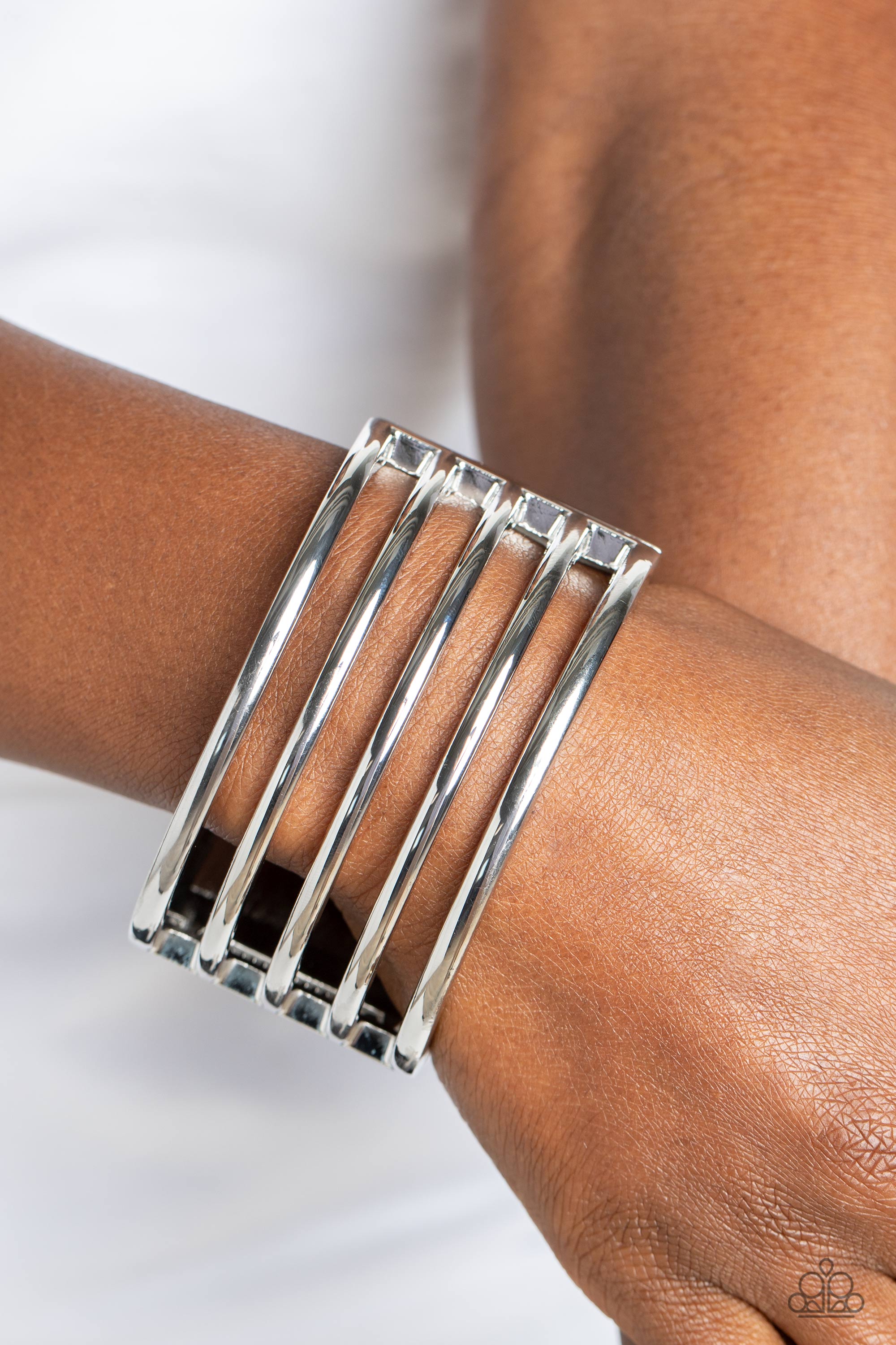 Paparazzi Bracelets  Radiant Ribbons  Silver  Cuff  jewelryandblingcom