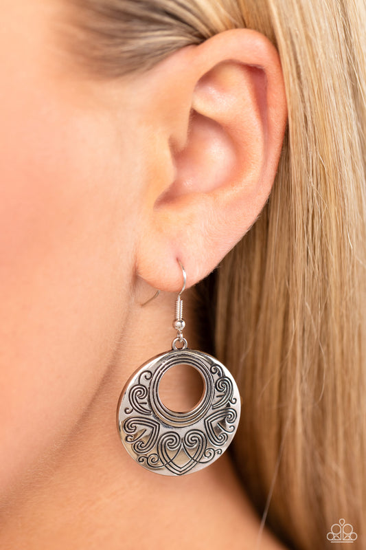 Western Beau - silver - Paparazzi earrings