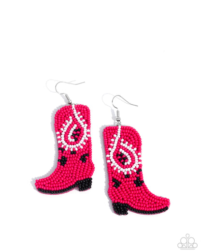 Western Webbing - pink - Paparazzi earrings
