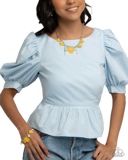 Whimsical Waymaker - yellow - Paparazzi necklace