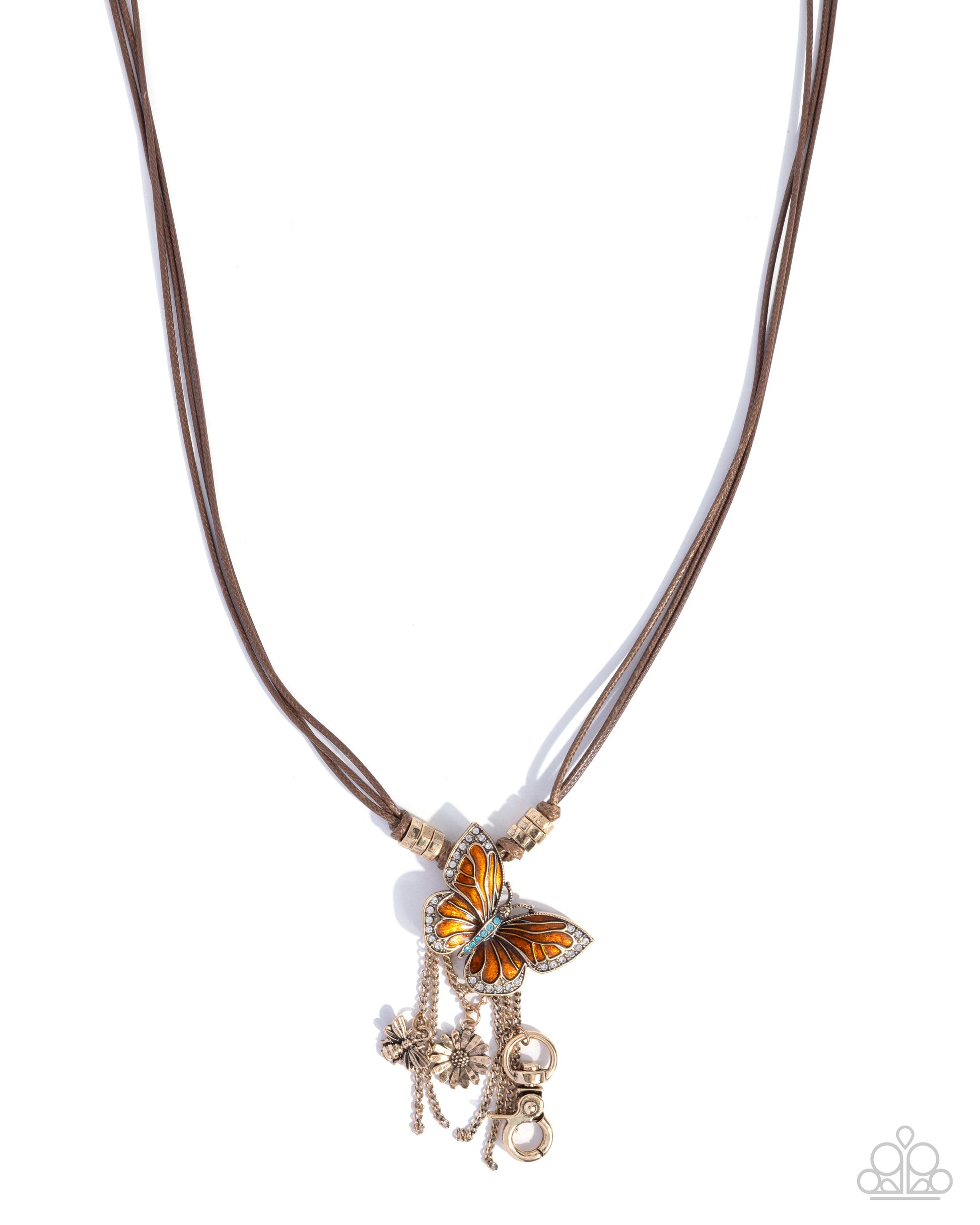 Whimsical World - orange - Paparazzi LANYARD necklace