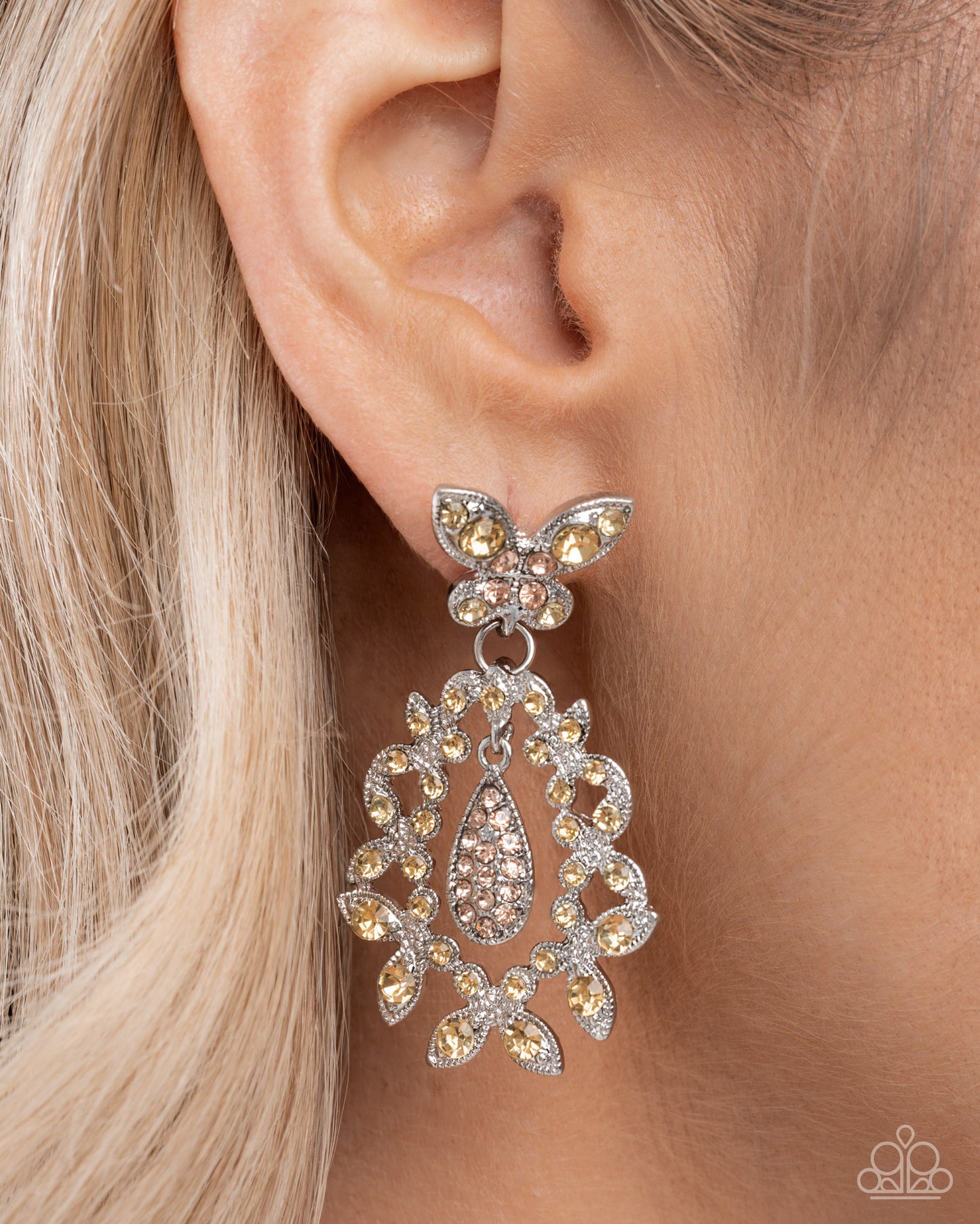 Whimsically Content - yellow - Paparazzi earrings