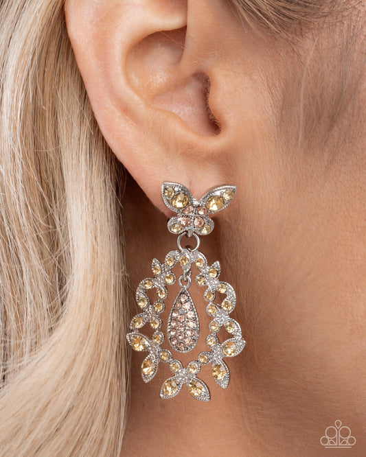 Whimsically Content - yellow - Paparazzi earrings