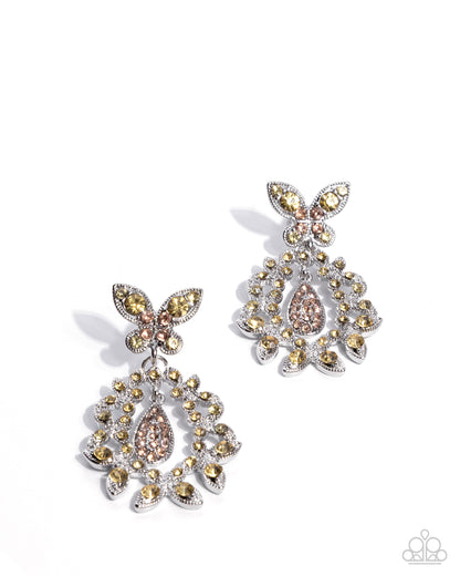 Whimsically Content - yellow - Paparazzi earrings