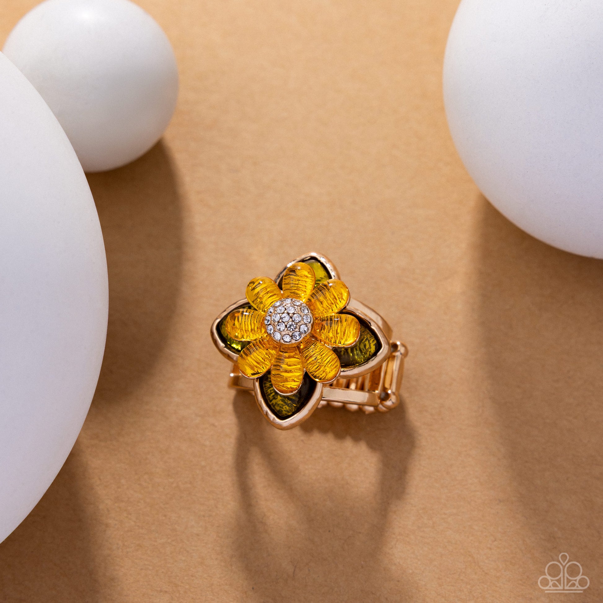 Wildflower Weekday - yellow - Paparazzi ring