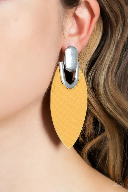 Wildly Workable - yellow - Paparazzi earrings
