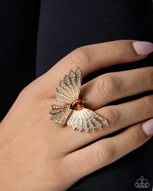 Winged Wager - brown - Paparazzi ring