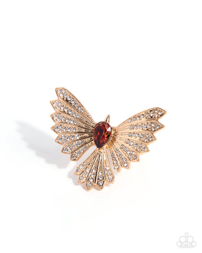 Winged Wager - brown - Paparazzi ring