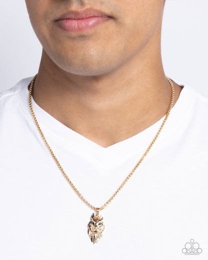 Wolf Warrior - gold - Paparazzi MENS necklace