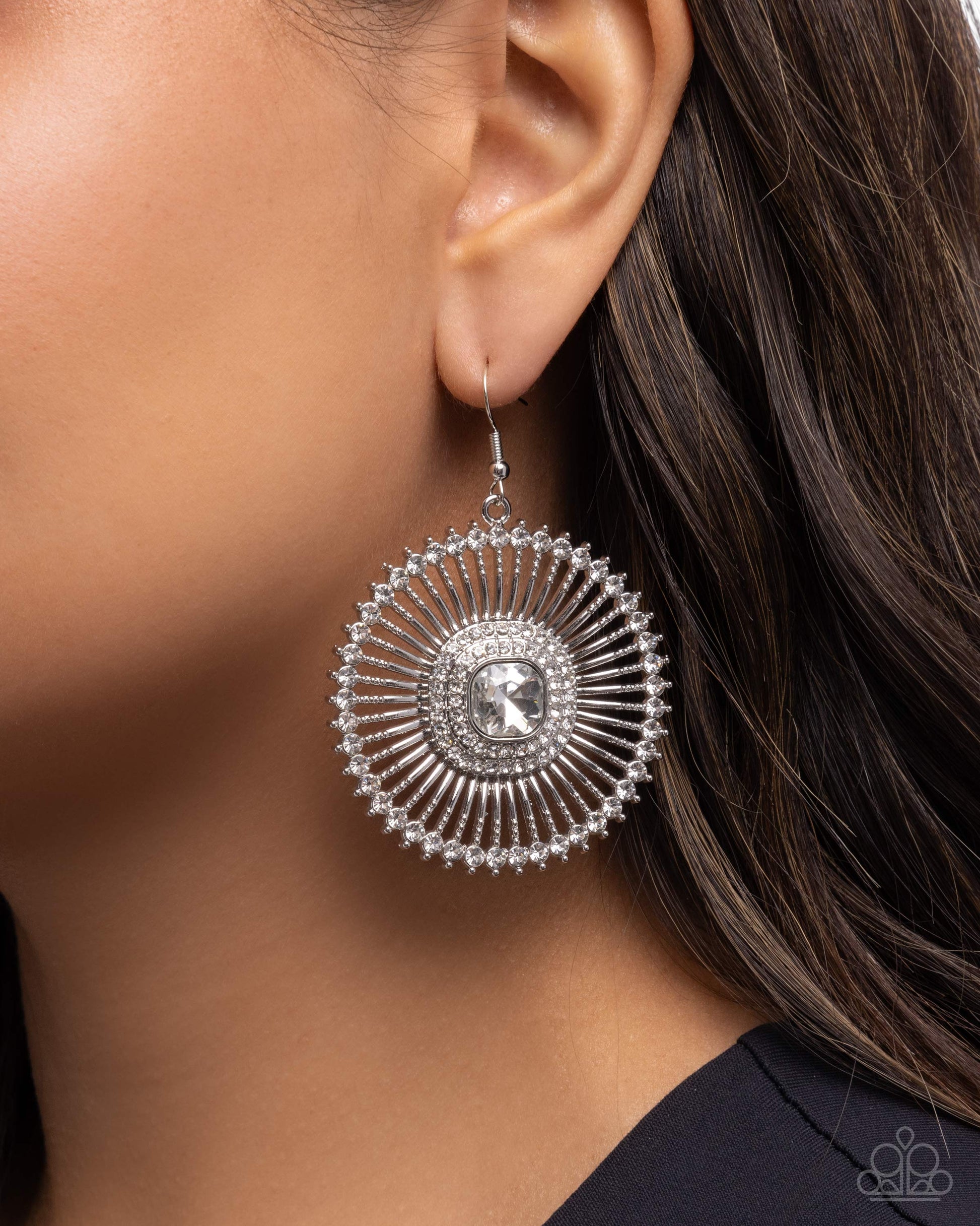 Wonderful Wheel - white - Paparazzi earrings
