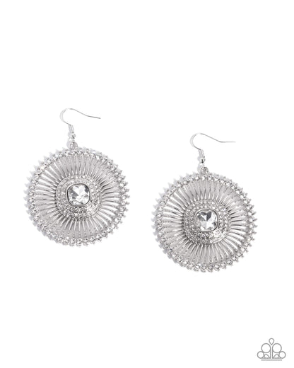 Wonderful Wheel - white - Paparazzi earrings