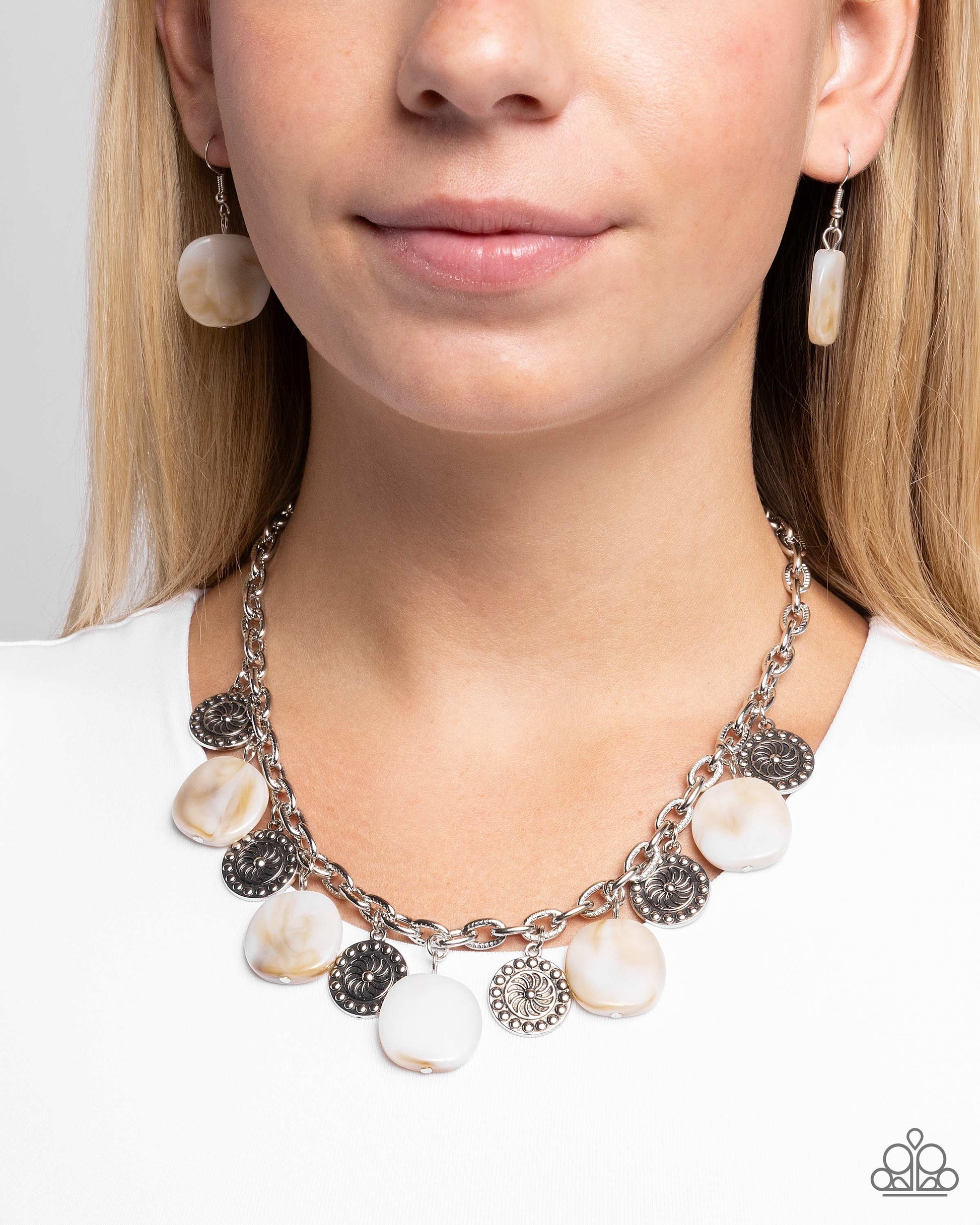 Worthwhile Wheels - white - Paparazzi necklace